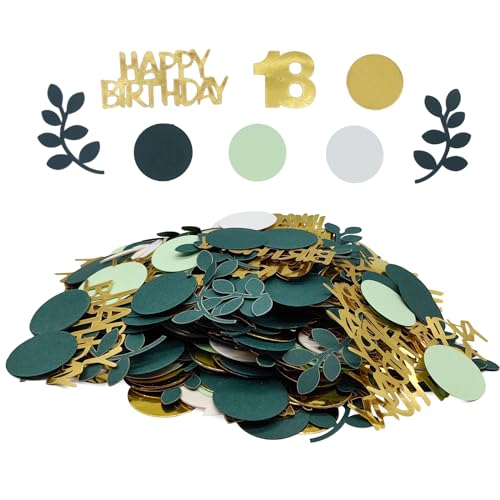 REJOECE 300 Stück Tischdeko Geburtstag Grün,Happy Birthday Streudeko Geburtstag Grün Gold,Happy Birthday Konfetti Geburtstag Gold Grün,Babyparty Deko Konfetti für Geburtstagsdeko Tisch,Party(18) von REJOECE