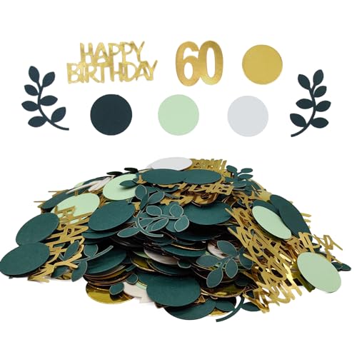 REJOECE 300 Stück Tischdeko Geburtstag Grün,Happy Birthday Streudeko Geburtstag Grün Gold,Happy Birthday Konfetti Geburtstag Gold Grün,Babyparty Deko Konfetti für Geburtstagsdeko Tisch,Party(60) von REJOECE