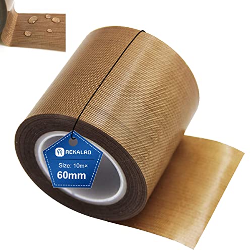 REKALRO Teflon-Klebeband/PTFE-Klebeband, Hochtemperaturkleber, 3D-Drucker-Hochtemperaturband, Vakuumierband, Isolierband für Vakuumiermaschine, Hand- oder Impulsversiegeler (60 mm x 10 m) von REKALRO