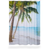 relaxdays Duschvorhang Strand mit Palmen 180,0 x 180,0 cm von RELAXDAYS