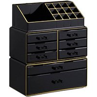 relaxdays Make-Up-Organizer schwarz/gold von RELAXDAYS