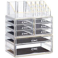 relaxdays Make-Up-Organizer transparent/gold von RELAXDAYS