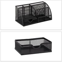 relaxdays Schreibtisch-Organizer schwarz Metall 6 Fächer 27,5 x 14,0 x 12,5 cm von RELAXDAYS