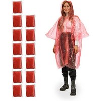 relaxdays unisex Einweg-Regenponcho rot Einheitsgröße 13 St. von RELAXDAYS