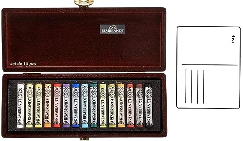 Rembrandt Weiche Pastellkreiden - Box mit 15 Farben,Rembrandt Set aus weichen, pastellfarbenen, trockenen Sticks 15 Selection GENERAL Luxury Wooden Box 15-tlg. (France Import) von REMBRANT ESPACEBEAUXARTS