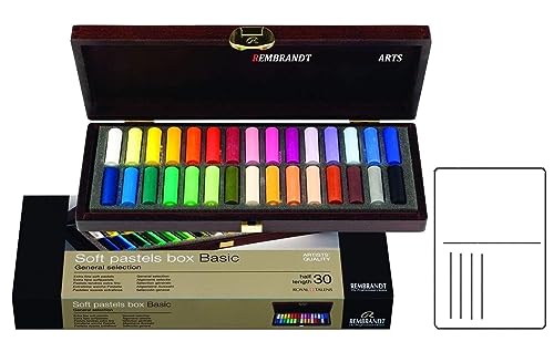 REMBRANT Rembrandt Weiche Pastellkreiden - Box mit 30 Farben,Rembrandt Dry Pastel Set 1/2 Sticks 30 Holzkiste (Frankreich Import) von REMBRANT