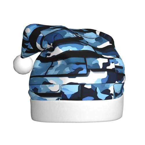 REMYS Blauer Camouflage-Druck, Weihnachtsmütze für Weihnachten, Neujahr, Feiertage, Party, schafft festliche Atmosphäre, Unisex von REMYS