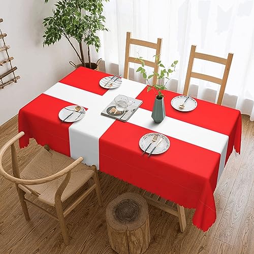 REMYS Rechteckige Tischdecke mit dänischem Flaggenaufdruck, 137,2 x 182,9 cm, Leinen, weich, knitterfrei, Küche, Esszimmer, Party, Camping von REMYS