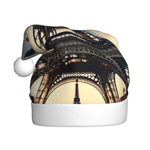 REMYS Schöne Weihnachtsmütze mit Eiffelturm-Motiv, für Weihnachten, Neujahr, Feiertage, Party, schafft festliche Atmosphäre, Unisex von REMYS