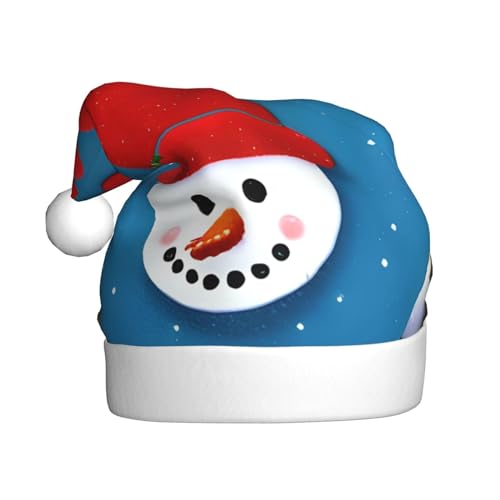 REMYS Weihnachtsmütze mit Schneemann-Druck, Weihnachtsmütze für Weihnachten, Neujahr, Feiertage, Party, schafft festliche Atmosphäre, Unisex von REMYS