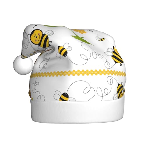 REMYS Weihnachtsmütze mit fliegenden Bienen, Gänseblümchen, Honig, für Weihnachten, Neujahr, Feiertage, Party, schafft festliche Atmosphäre, Unisex von REMYS