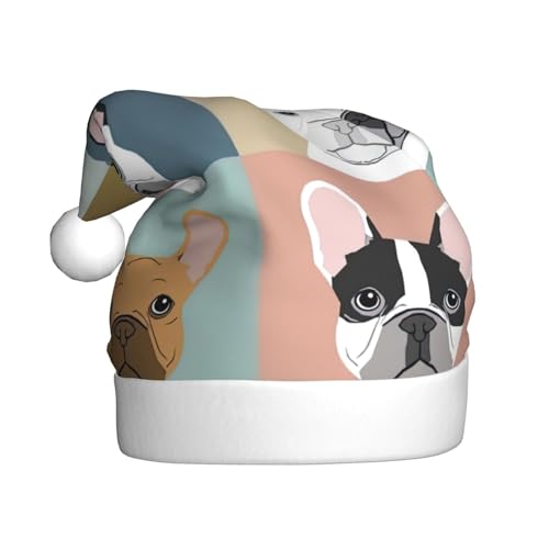 REMYS Weihnachtsmütze mit französischer Bulldogge für Weihnachten, Neujahr, Feiertage, Party, schafft festliche Atmosphäre, Unisex von REMYS