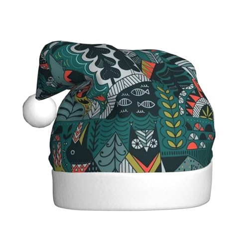 REMYS Weihnachtsmütze mit grünem Tierdruck, für Weihnachten, Neujahr, Feiertage, Party, schafft festliche Atmosphäre, Unisex von REMYS