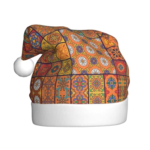 REMYS Weihnachtsmütze mit marokkanischem geometrischem Druck, für Weihnachten, Neujahr, Feiertage, Party, schafft festliche Atmosphäre, Unisex von REMYS