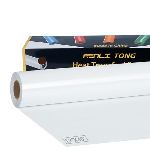 Renlitong HTV-Vinyl-Rolle zum Aufbügeln, 30,5 cm x 12,2 m, HTV-Wärmetransfer-Vinyl für T-Shirt, HTV-Vinyl-Rollen für alle Schneidemaschinen, leicht zu schneiden und zu entjäten, für von RENLI·TONG