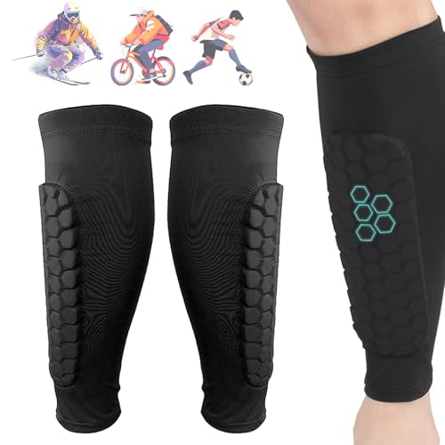 RENQIDD Frost Armours Ski-Schutz – Schienbeinschoner mit Wabenpolstern, atmungsaktive elastische Antikollisions-Leggings zum Skifahren, Ski-Schutzsocken (L, Schwarz) von RENQIDD