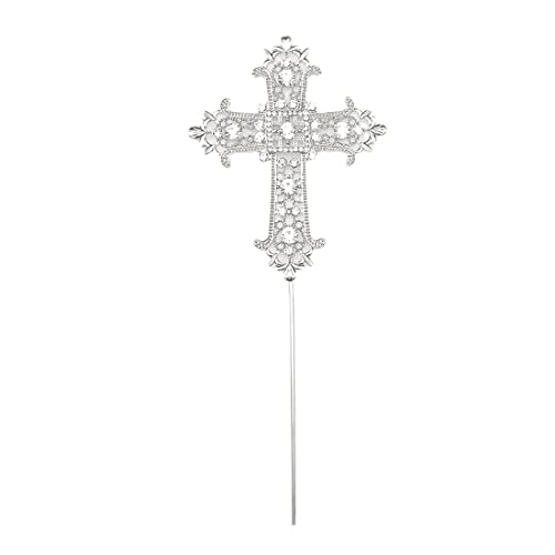 1pcs Silber-Legierung Strass Kuchendekoration，Cross-Plugin，Hochzeit Ostern Kuchen verkleiden sich von REQAG