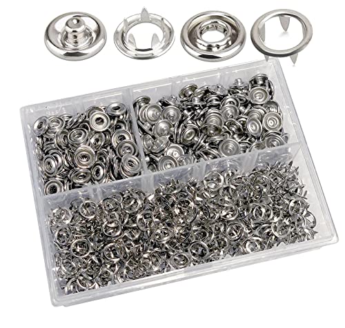 200set 10mm Druckknopf , Silber Druckknöpfe Metall, Nähfrei Buttons Hohle Feste Knöpfe Werkzeug Prong Schnalle Kam Snaps für DIY Basteln Baby Kinder Jersey Stoff, Kleidung Taschen von RERI