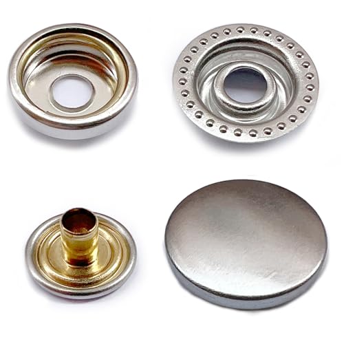 Druckknöpfe Φ15mm Silber Nähzubehör Buttons Knöpfe zum Annähen Metall Snaps für DIY Basteln Stoff, Kleidung Taschen von RERI