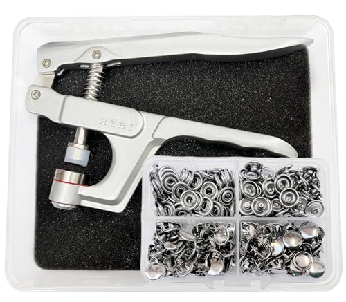 Druckknöpfe Mit Zange, 80set Silber Jersey Druckknöpfe Metall, Druckknopf Set mit Zange, Nähzubehör Buttons Knöpfe zum Annähen Werkzeug Jessey Snaps Für ür Baby Kinderbekleidung Sewing von RERI