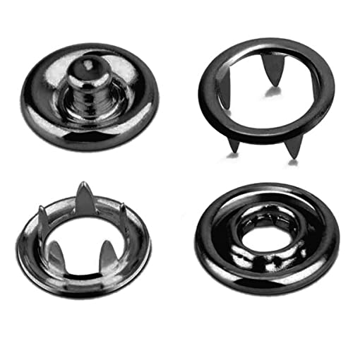 Jersey Druckknöpfe 100set Φ11mm Schwarz Metall Nähzubehör Buttons Knöpfe zum Annähen Werkzeug Jessey Snaps für DIY Basteln Stoff, Kleidung Taschen von RERI