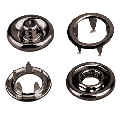 Jersey Druckknöpfe 30Set 10mm Schwarz, Druckknöpfe Metall, Nähfrei Buttons Hohle Feste Knöpfe Werkzeug Prong Schnalle Kam Snaps für DIY Basteln Baby Kinder Jersey Stoff, Kleidung Taschen von RERI