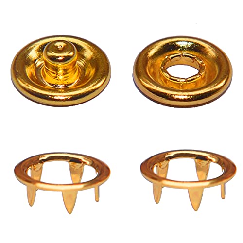 Jersey Druckknöpfe Golden 11mm Metall Nähzubehör Buttons Knöpfe zum Annähen Werkzeug Jessey Snaps für DIY Basteln Stoff, Kleidung Taschen von RERI