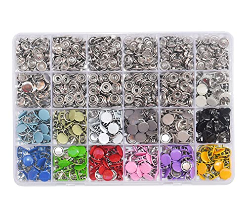 Jersey Druckknöpfe, 280 Stück Φ10mm 14 Farbe Jersey Snaps Metall Druckknopf Set, Nähzubehör Buttons Knöpfe zum Annähen Werkzeug Jessey Snaps Für ür Baby Kinderbekleidung Sewing von RERI