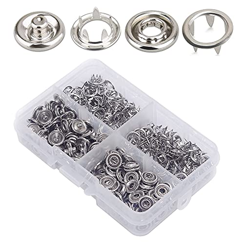 Jersey Druckknöpfe, 50Stück Silber Φ9.5mm, Nähzubehör Buttons Knöpfe Jersey Snaps für DIY Basteln Stoff, Kleidung Taschen von RERI