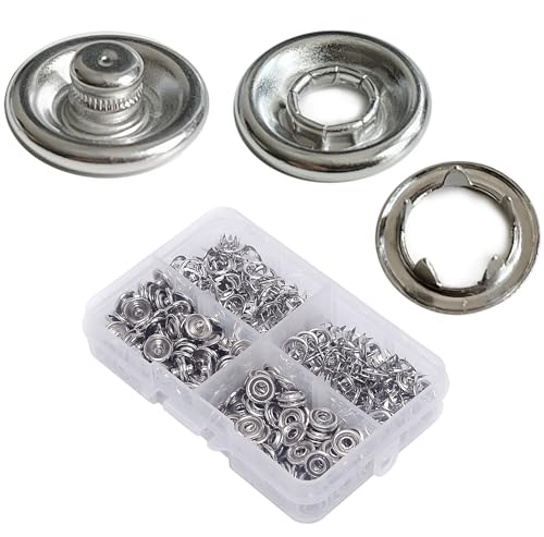 Silber Druckknopf 50set Φ11mm Jersey Druckknöpfe Metall Nähzubehör Buttons Knöpfe zum Annähen Werkzeug Jessey Snaps für DIY Basteln Stoff, Kleidung Taschen von RERI