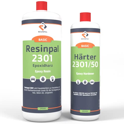 Epoxidharz Resinpal 2301 mit Härter | 1,5 kg Epoxy Set | Transparent & Glasklar | Zum Laminieren & Gießen | Kunstharz Made in Germany | Komplett für Anfänger & Profis | Direkt vom Hersteller | von RESINPAL