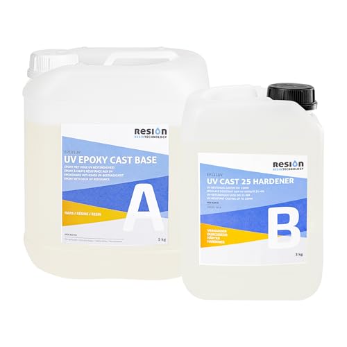 Epoxidharz mit Härter, mit UV-Blocker, Kristallklar | 8 KG | Epoxidharz Set, Epoxidharz, Kunstharz, Resin Gießharz, Epoxy Resin, Gießharz Set, Kunstharz Gießen Set, Epoxidharz Anfänger-Set von RESION