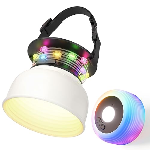 RETEYUNG Camping Lichterkette,IP65 Wasserdichte,Campinglampe mit 8 RGB Modi und 10M Lichterkette,3 Stufen Helligkeit für Outdoor Camping Hof DekorUSB- und Solaraufladung von RETEYUNG