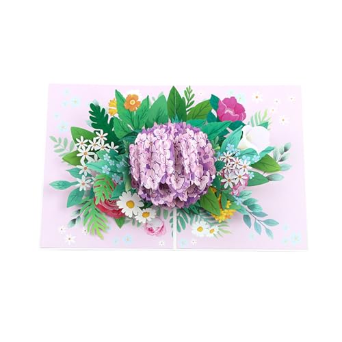 3D-Hortensien-Blumenkarte, handgefertigte Grußkarte für Geburtstag, Hochzeit, elegante Popup-Papierkarte, stilvolle Abschlussgeschenke von RETUOLWAG