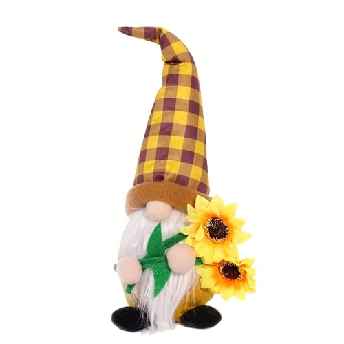 RETUOLWAG Sonnenblumen-Zwerge, Plüsch, Sonnenblumen, Zwerge, schwedische Tomte, Skandinavier, Figuren, Frühling, Küche, gestufte Tablett-Dekoration von RETUOLWAG