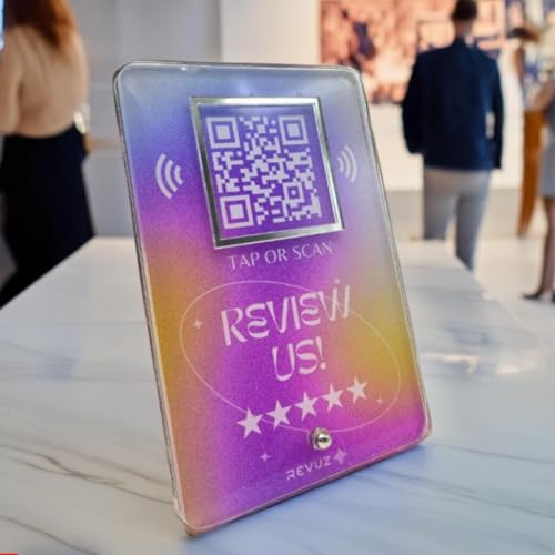 REVUZ Luxe Online Review Stand | Premium Acryl Ständer für einfache Online-Überprüfung | NFC Tap/QR Code Scan (M10) von REVUZ