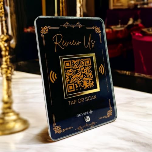 REVUZ Luxe Online Review Stand | Premium Acryl Ständer für einfache Online-Überprüfung | NFC Tap/QR Code Scan (M12) von REVUZ