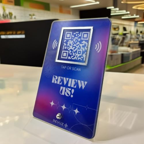 REVUZ Luxe Online Review Stand | Premium Acryl Ständer für einfache Online-Überprüfung | NFC Tap/QR Code Scan (M6) von REVUZ