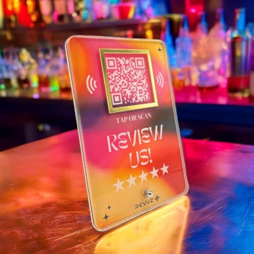 REVUZ Luxe Online Review Stand | Premium Acryl Ständer für einfache Online-Überprüfung | NFC Tap/QR Code Scan (M8) von REVUZ