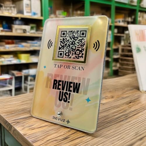 REVUZ Luxe Online Review Stand | Premium Acryl Ständer für einfache Online-Überprüfung | NFC Tap/QR Code Scan (M9) von REVUZ