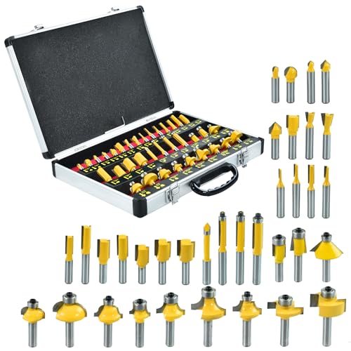 Rexxer - Fräser-Set für Holz D 8 mm 35-teilig im Koffer - Professionelles Werkzeugsortiment zur Bearbeitung von Holz und Kunststoffen, Multitool, Holzbohrer Set Fräserset von REXXER HEAVY duty tools