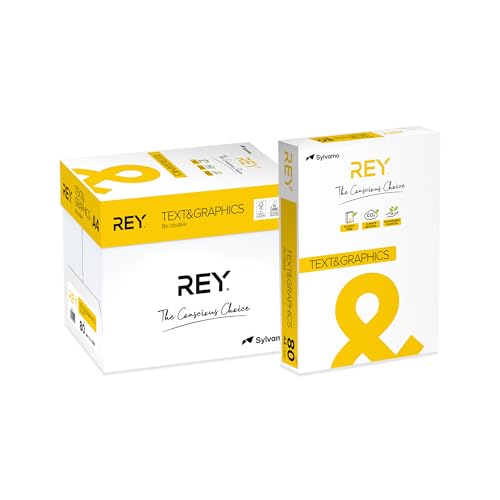 REY Text & Graphics, Reprographes Papier, hohe Weiß, 80 g, A4, FSC, 500 Blatt von REY