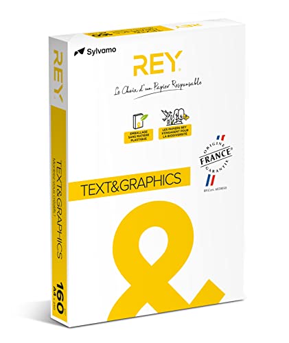 Rey Text & Graphics Papier Tintenstrahldrucker satiniert 160 g 250 Blatt A4 weiß von REY