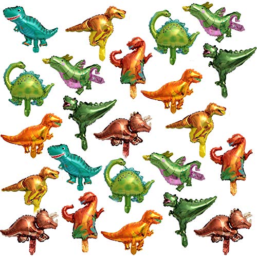 Dinosaurier Folienballons,24 Stücke Mini Dinosaurier Tierballons Tierische Folie Ballon Helium Ballons Party Mylar Luftballons Tiere Selbstdichtende Geburtstag Party Dekoration Lieferungen von REYOK