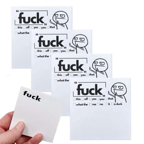 REYROB 4 Set of 200 Funny Sticky Note, Fuck Black Sticky Notes, What The Fuck Sticky Pad, Snarky Novelty Office Supplies for Friends Co-Workers Boss (Fuck) von REYROB