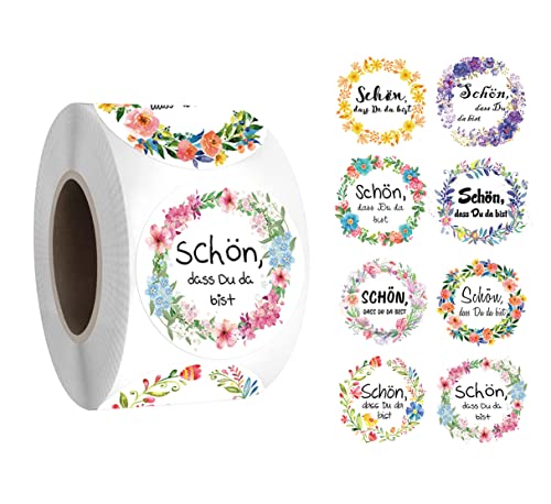 runde DANKE Aufkleber SCHÖN DASS DU DA BIST 4cm Selbstklebende Kraftpapier Sticker für Hochzeit Taufe Kommunion Geburtstag Gastgeschenke give-Away Deko Feste Geschenke Präsente (SCHÖN DASS DU DA BIST) von RFBEUTEL