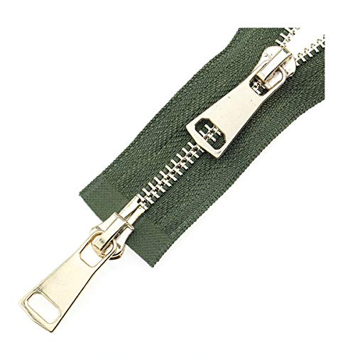 RFDRR Reißverschlussband Nr. 5, Metall-Nylon-Spulenreißverschlüsse, Doppelschieber, offener Reißverschluss, Kunstharz-Reißverschlüsse for Nähen, Basteln, Schneidern(Army Green,70cm) von RFDRR