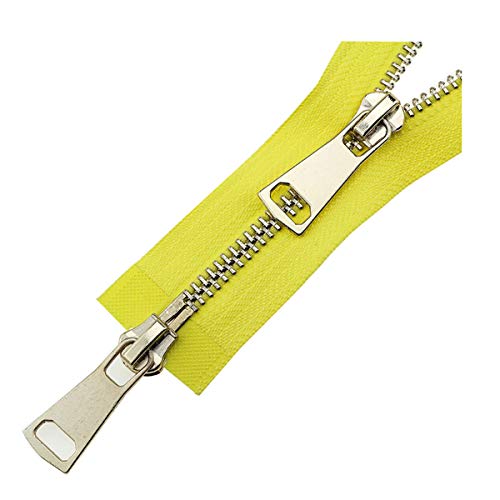 RFDRR Reißverschlussband Nr. 5, Metall-Nylon-Spulenreißverschlüsse, Doppelschieber, offener Reißverschluss, Kunstharz-Reißverschlüsse for Nähen, Basteln, Schneidern(Yellow,70cm) von RFDRR