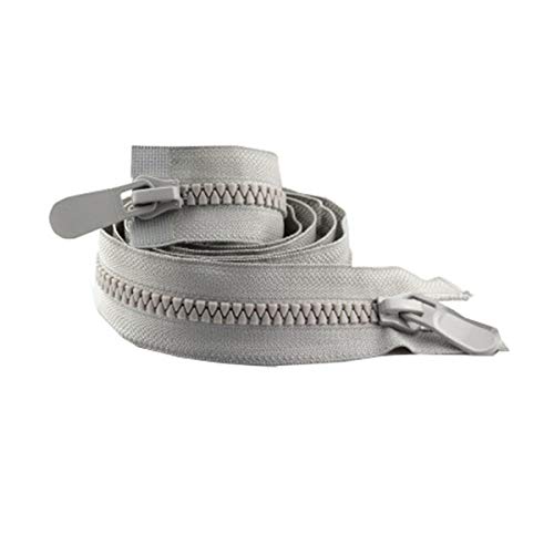 Reißverschlüsse, Reißverschlussband, Metall-Nylon-Spiralreißverschlüsse, 8#, Harzreißverschlüsse mit doppelter Öffnung, Doppelschieber, Nähzubehör for Sportbekleidung, Heimwerkermaterialien(Gris) von RFDRR