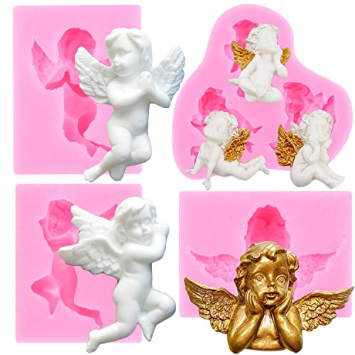 RFGHAC Angel Baby Silikon Fondant Formen für Kuchen Dekorieren Cupcake Topper Süßigkeiten Schokolade Gummipaste 4 Stück von RFGHAC